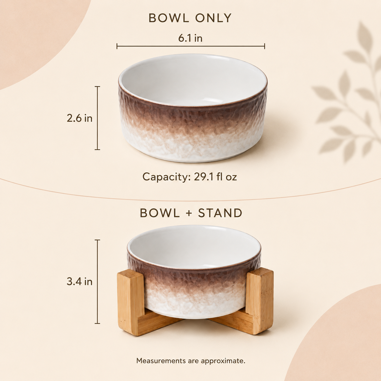 GlazePaw™ Ceramic Dog Bowl with Bamboo Stand