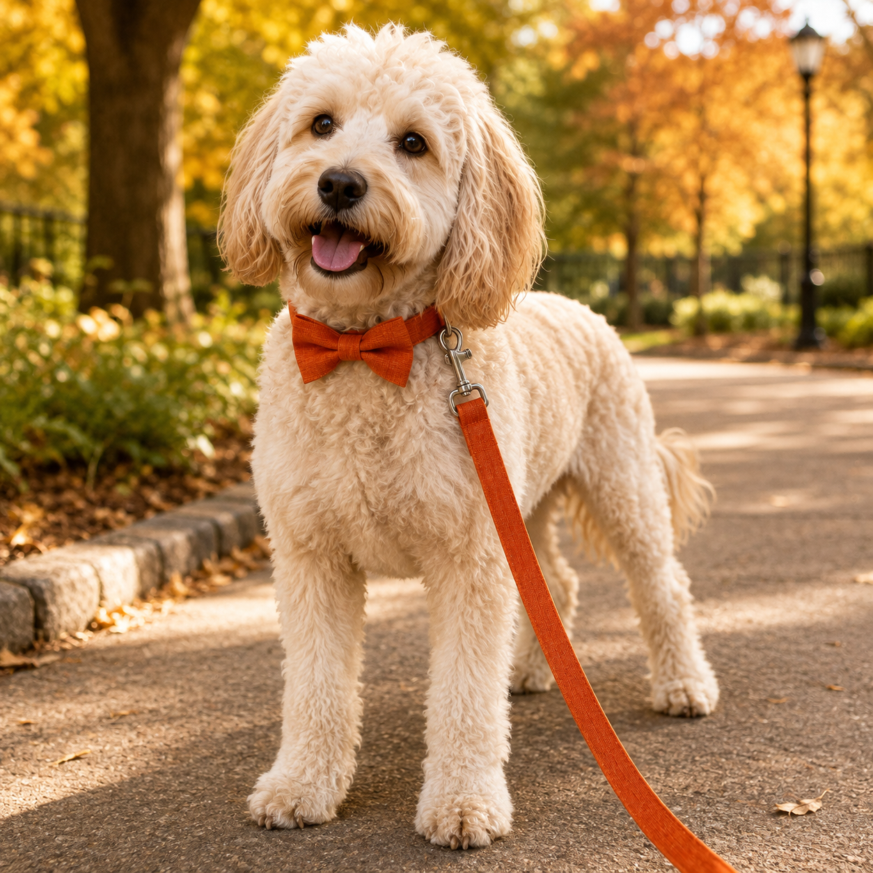 Walkwear™ Limited Edition Pumpkin Spice Dog Collar, Leash & Bow Tie Set
