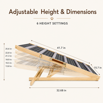 ElevaPaw™ Adjustable Foldable Portable Dog Ramp for Cars, SUVs, Beds & Sofas
