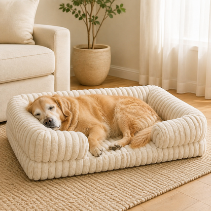 CuddleCloud™ Large and Small Plush Bolster Dog Bed