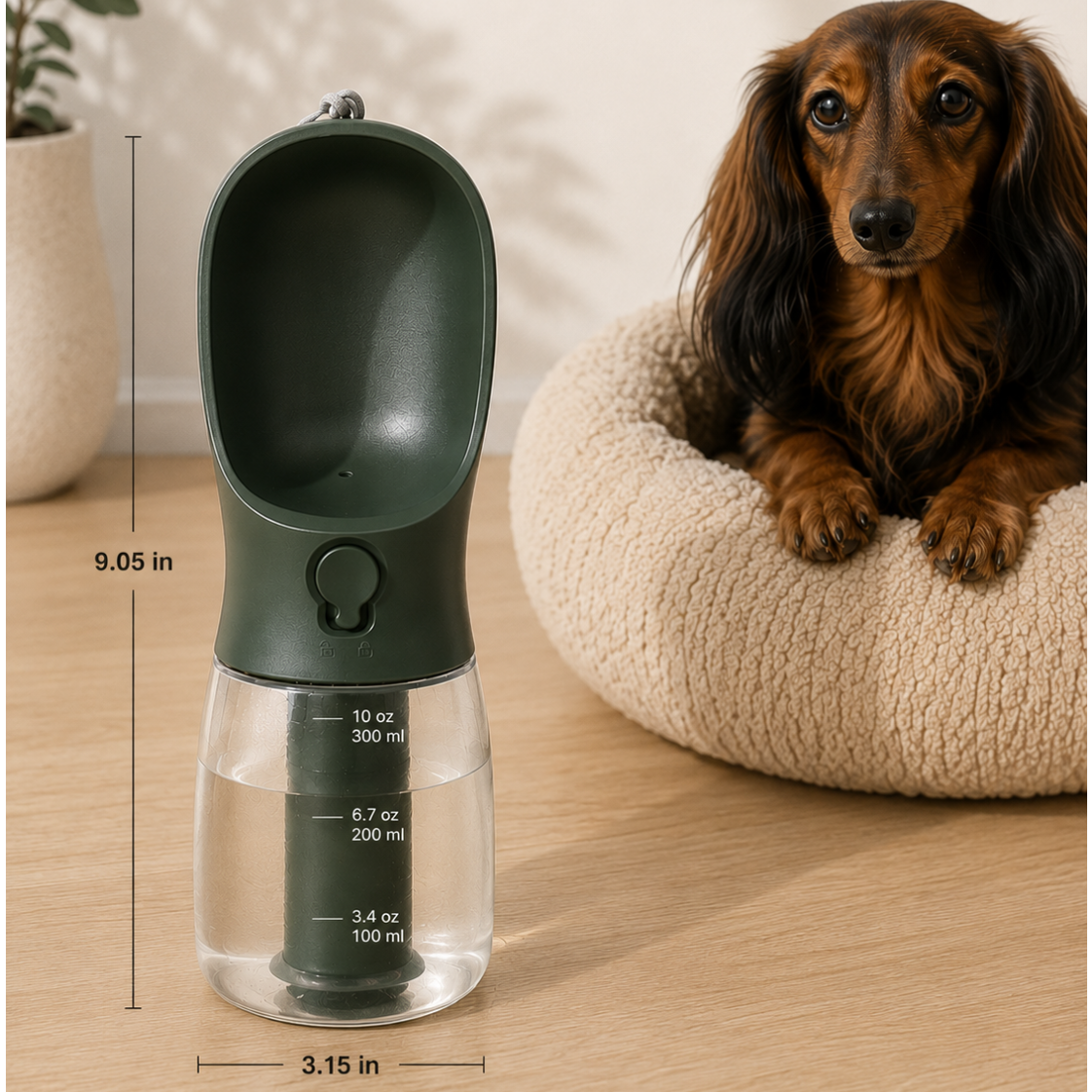 PupVoyage™ 3-in-1 Portable Dog Water Bottle with Food & Waste Bag Storage