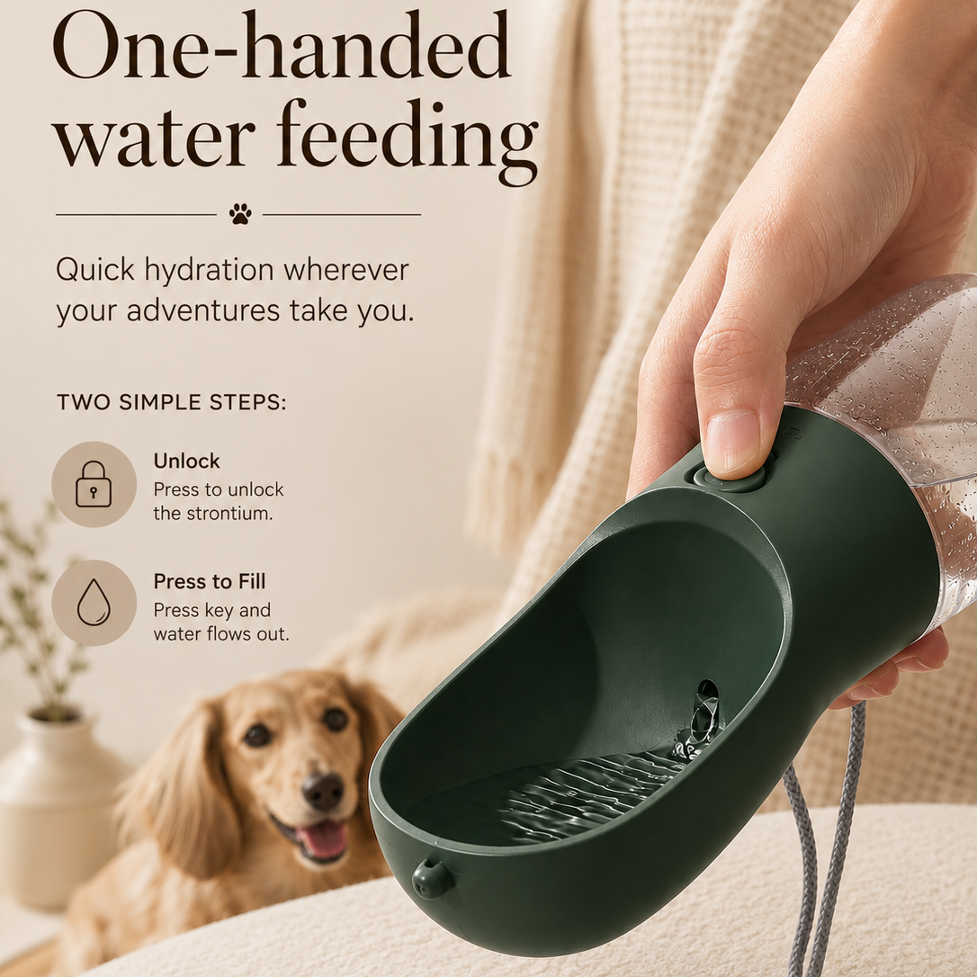 PupVoyage™ 3-in-1 Portable Dog Water Bottle with Food & Waste Bag Storage
