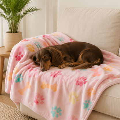 SnugglePaw™ Soft Fleece Dog & Cat Blanket – Pet Bed, Couch, Crate &Car Cover