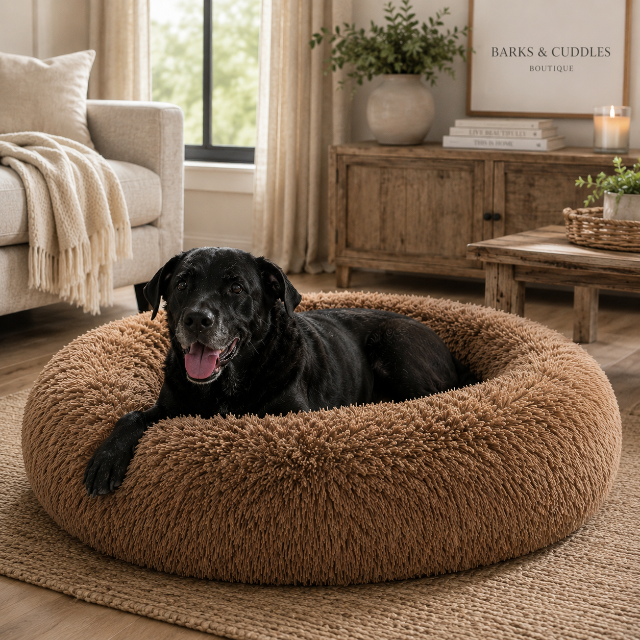 The SuperCuddler™ Washable Fluffy Dog Donut Bed for Small, Medium & Large Dogs Up to 80 Pounds