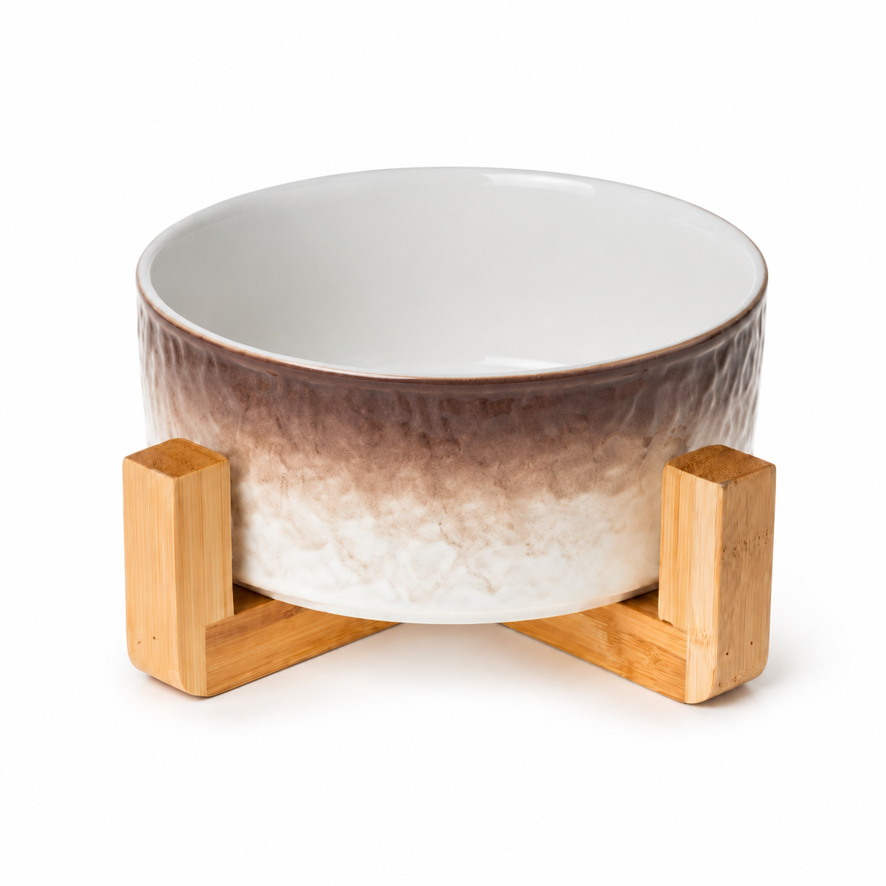 GlazePaw™ Ceramic Dog Bowl with Bamboo Stand