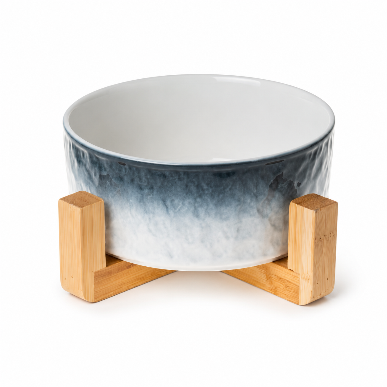 GlazePaw™ Ceramic Dog Bowl with Bamboo Stand