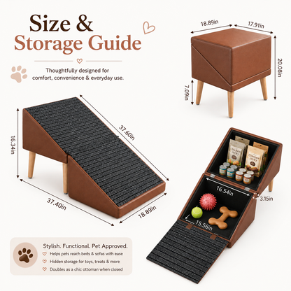 CozyClimb™ 3-in-1 Dog Ramp & Storage Ottoman