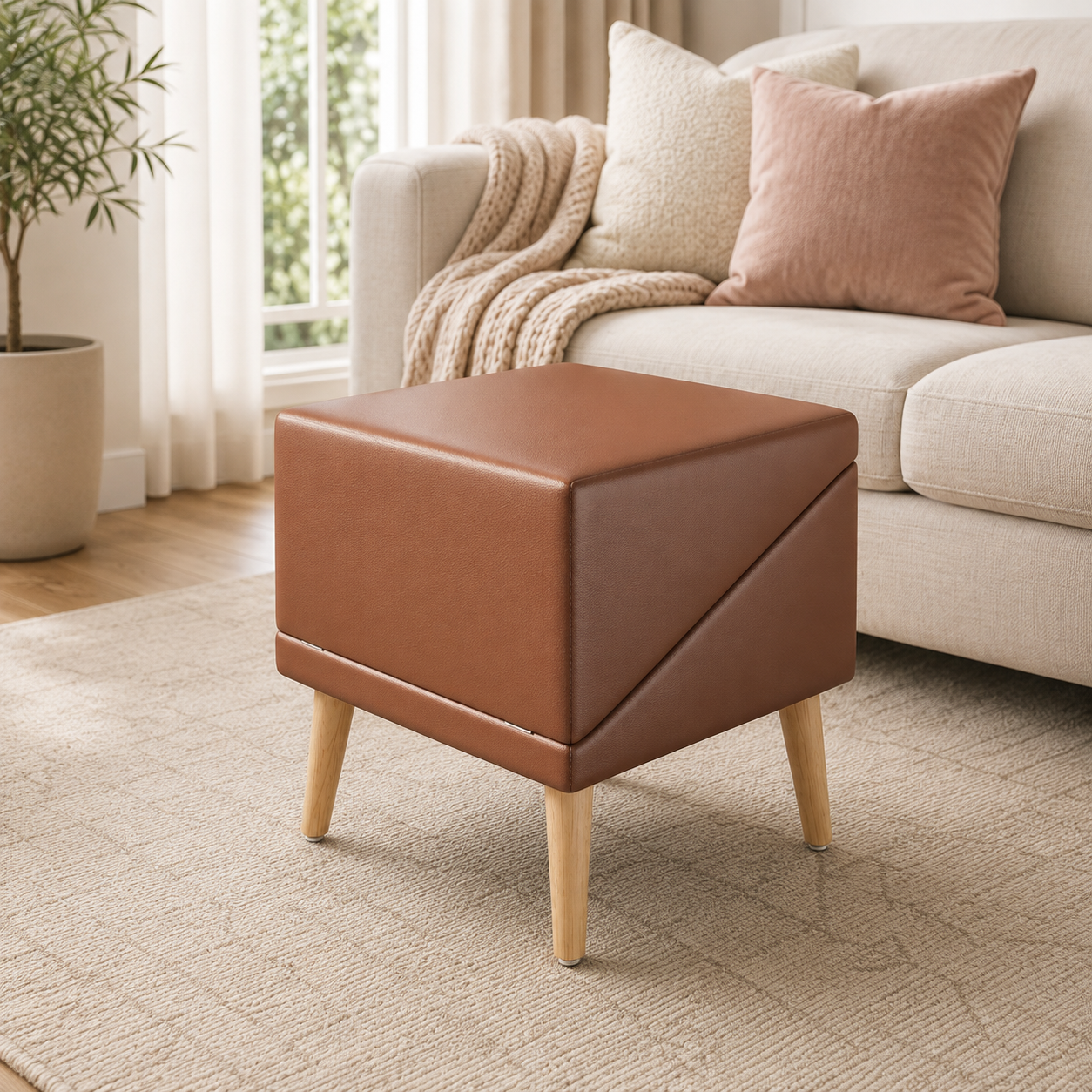 CozyClimb™ 3-in-1 Dog Ramp & Storage Ottoman