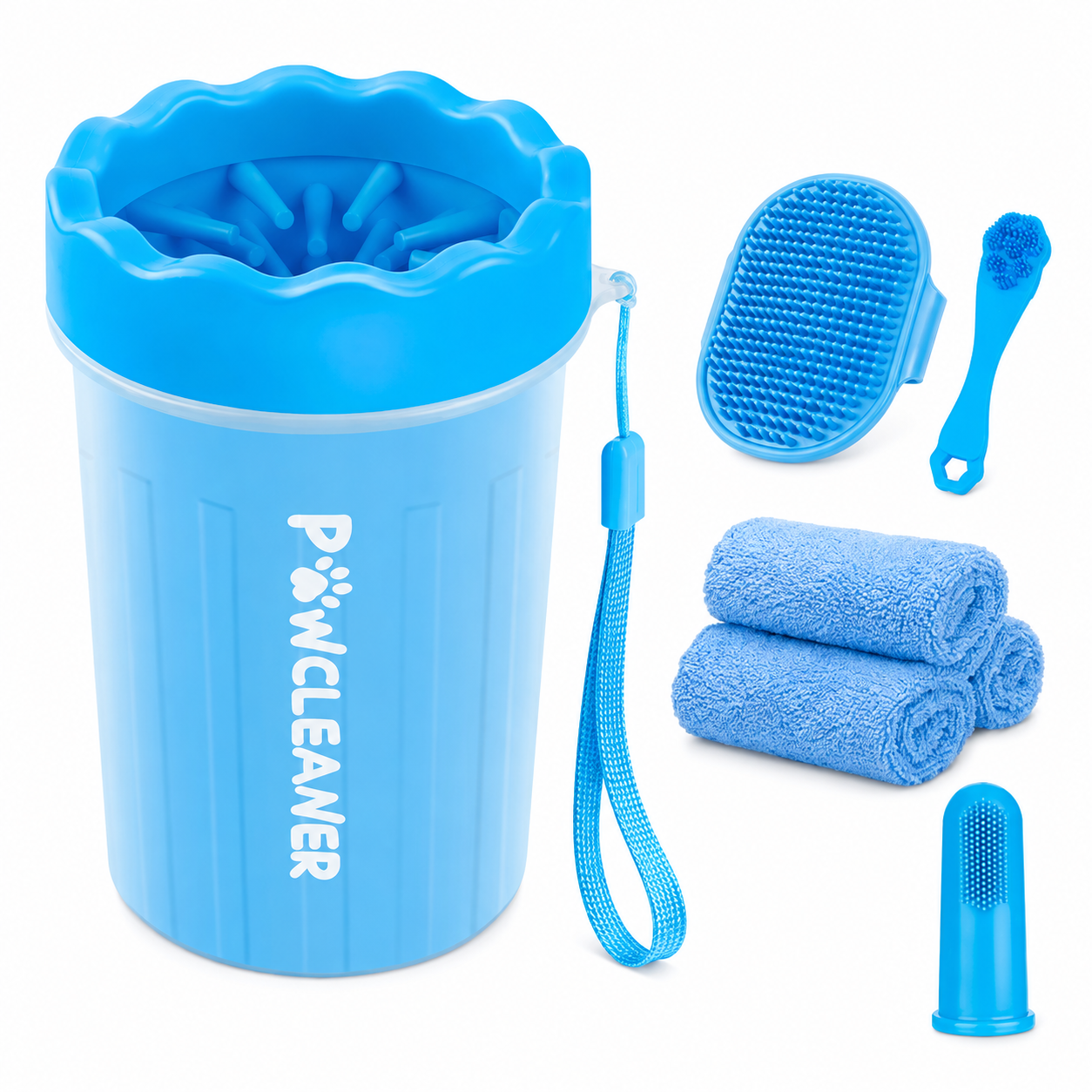 Portable Dog Paw Cleaner Cup & Silicone Grooming Kit for Muddy Paws