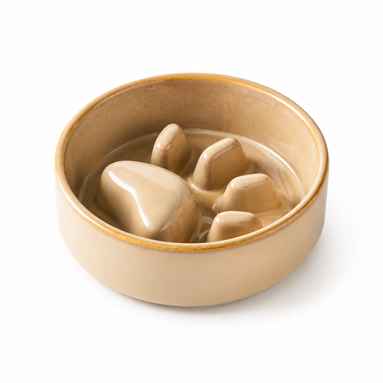 Pawtery™ Ceramic Slow Feeder Dog Bowl with Optional Wooden Stand