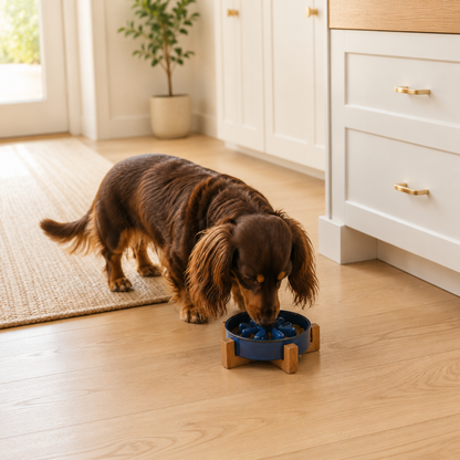 Pawtery™ Ceramic Slow Feeder Dog Bowl with Optional Wooden Stand