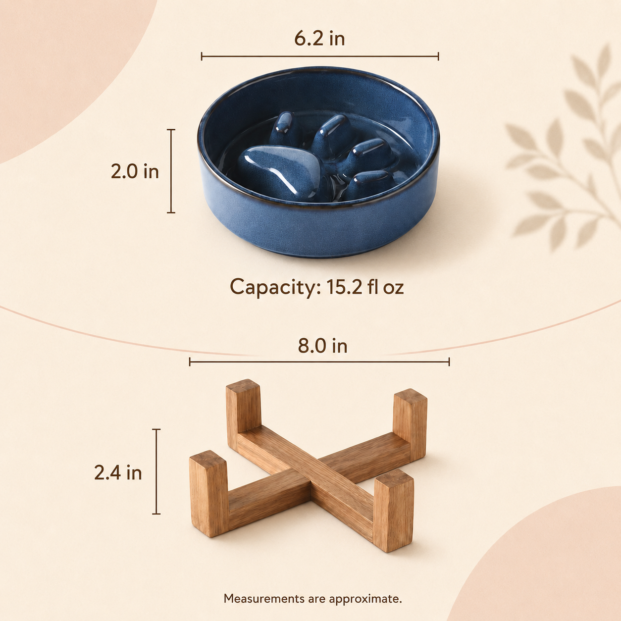 Pawtery™ Ceramic Slow Feeder Dog Bowl with Optional Wooden Stand