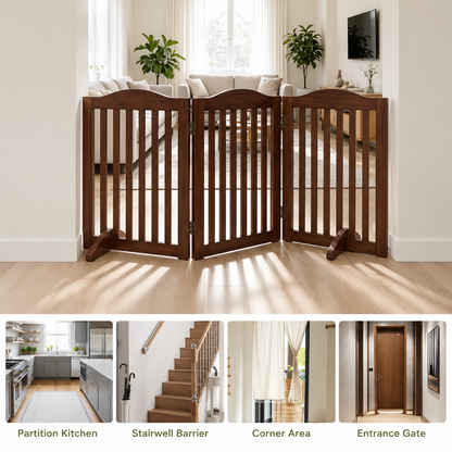 HavenGate™ Freestanding Wooden Dog Gate | Foldable Indoor Pet Gate