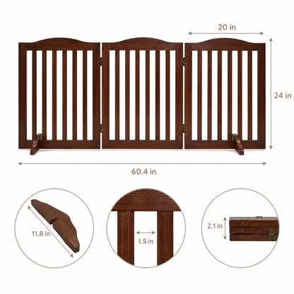HavenGate™ Freestanding Wooden Dog Gate | Foldable Indoor Pet Gate