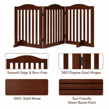 HavenGate™ Freestanding Wooden Dog Gate | Foldable Indoor Pet Gate