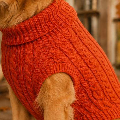 CozyKnit™ Fall Cable-Knit Dog Sweater – Warm Autumn Pullover for Small, Medium, Large Dogs