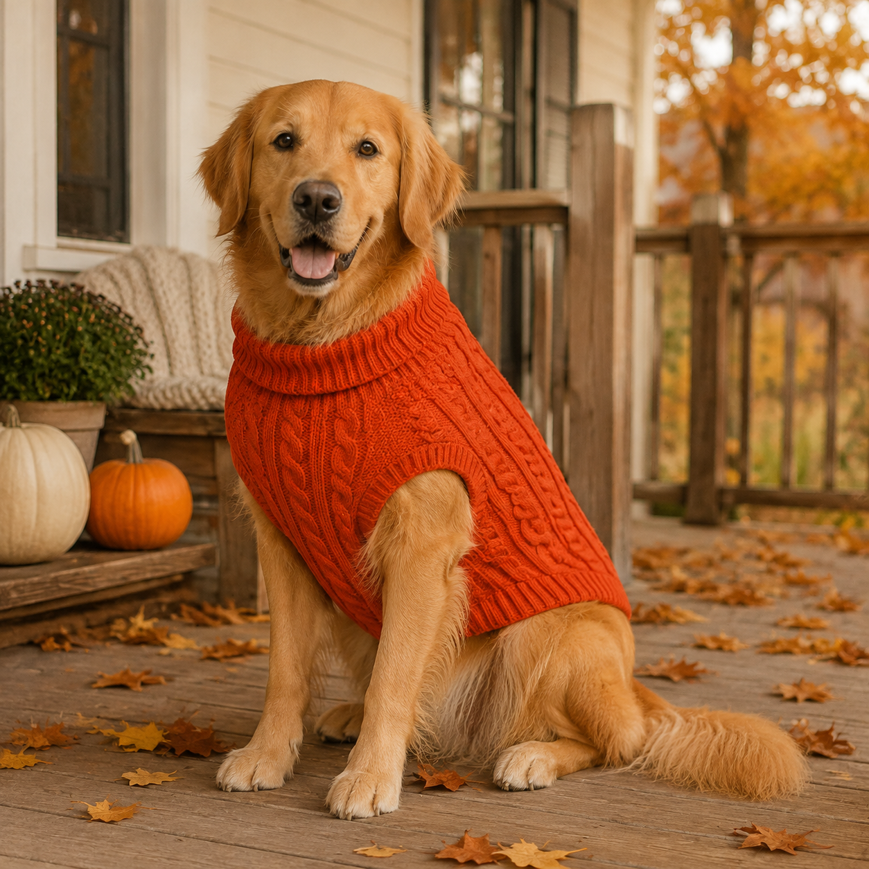 CozyKnit™ Fall Cable-Knit Dog Sweater – Warm Autumn Pullover for Small, Medium, Large Dogs