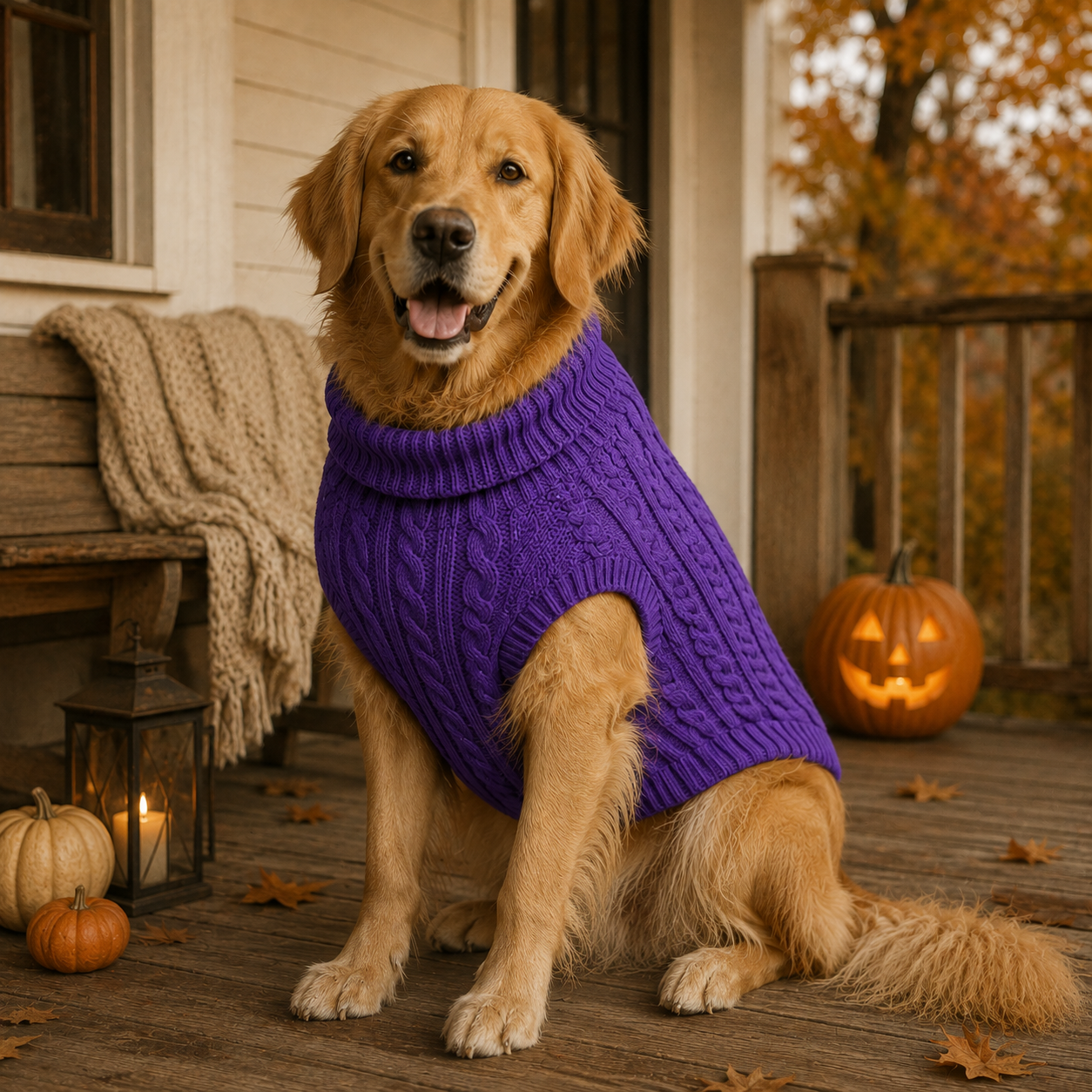 CozyKnit™ Fall Cable-Knit Dog Sweater – Warm Autumn Pullover for Small, Medium, Large Dogs