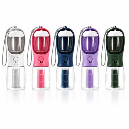 PupVoyage™ 3-in-1 Portable Dog Water Bottle with Food & Waste Bag Storage