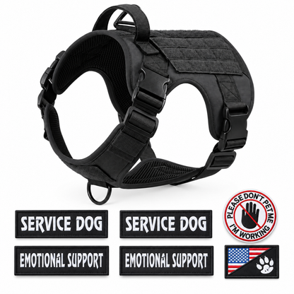 SupportPaw™ Tactical No-Pull Service Dog Harness with 6 Removable Patches