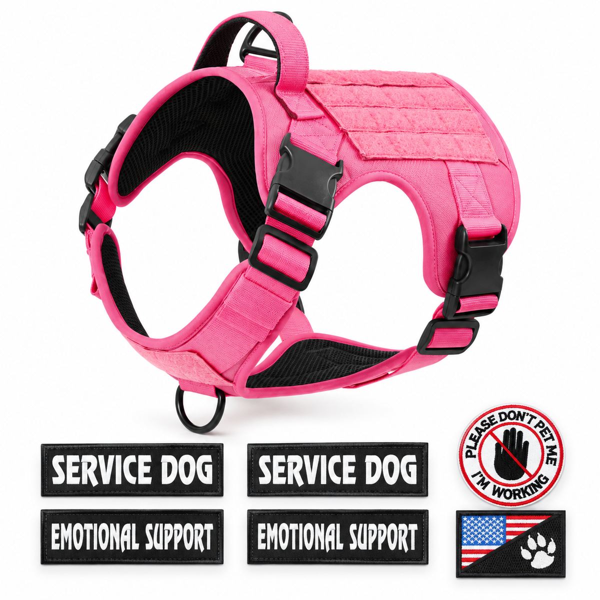 SupportPaw™ Tactical No-Pull Service Dog Harness with 6 Removable Patches
