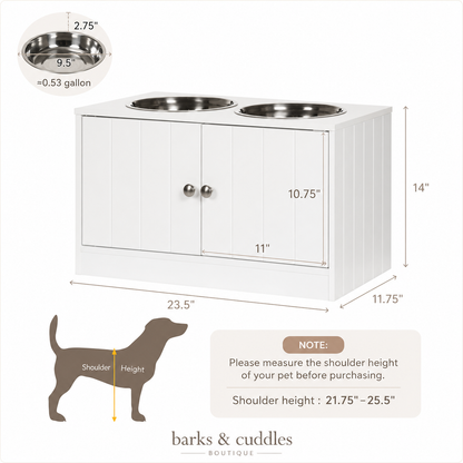 The PantryPaws™ Elevated Dog Feeding Station with Storage Cabinet