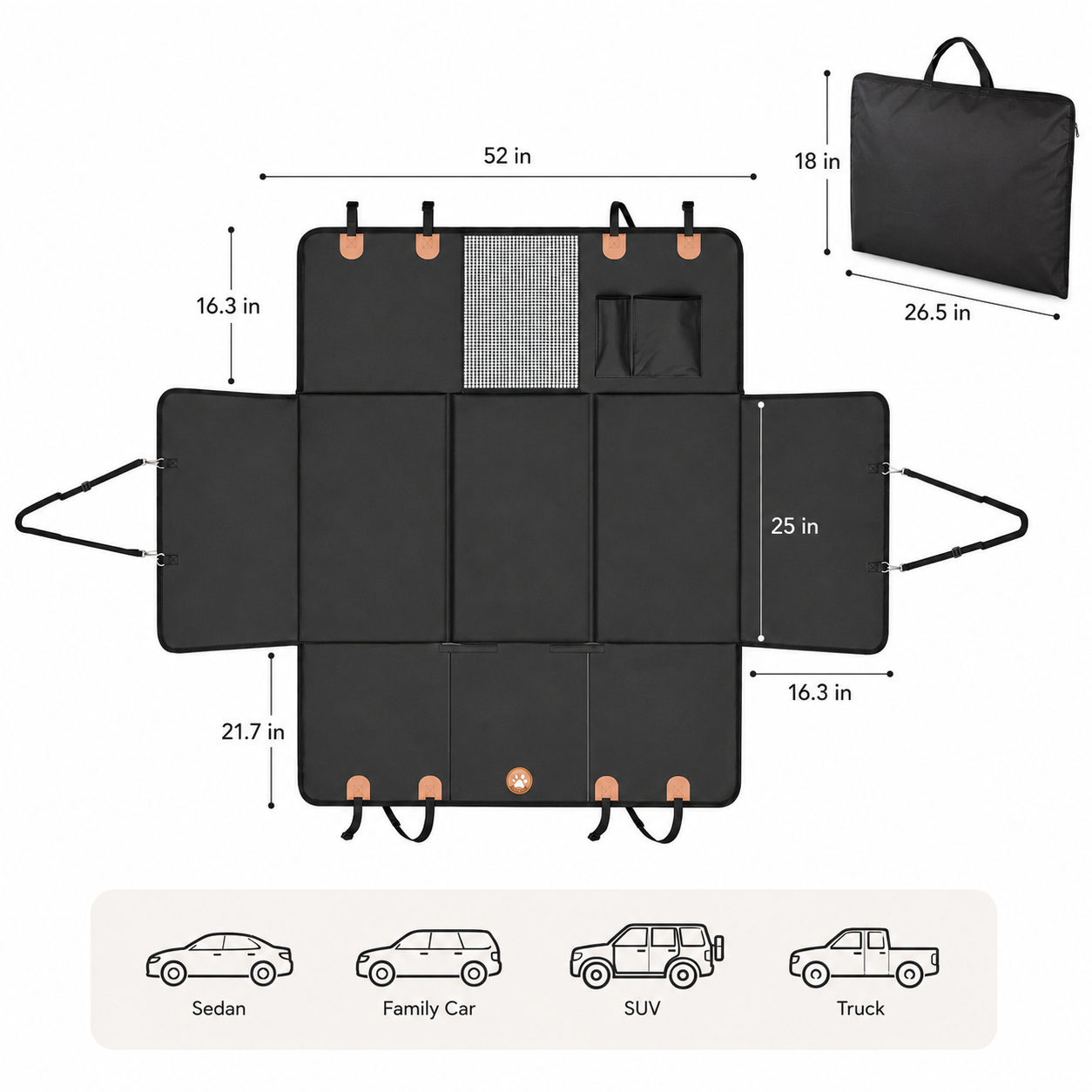 TrailNest™ Luxury Dog Back Seat Extender for SUVs, Cars & Trucks
